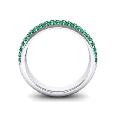 Domed Three-Row Pave Emerald Ring (1.01 CTW) Side View