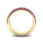 Domed Three-Row Pave Ruby Ring (1.01 CTW) Side View