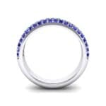 Domed Three-Row Pave Blue Sapphire Ring (1.01 CTW) Side View