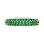 Domed Three-Row Pave Emerald Ring (1.01 CTW) Top Flat View