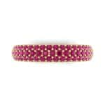 Domed Three-Row Pave Ruby Ring (1.01 CTW) Top Flat View