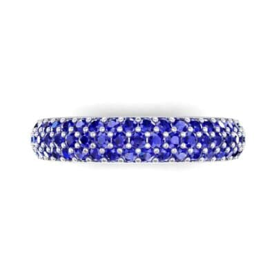 Domed Three-Row Pave Blue Sapphire Ring (1.01 CTW) Top Flat View