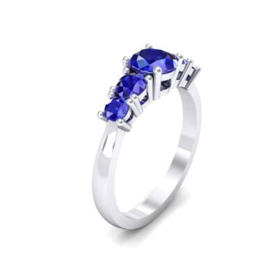 Oval and Round Five-Stone Blue Sapphire Engagement Ring (1.32 CTW) Perspective View