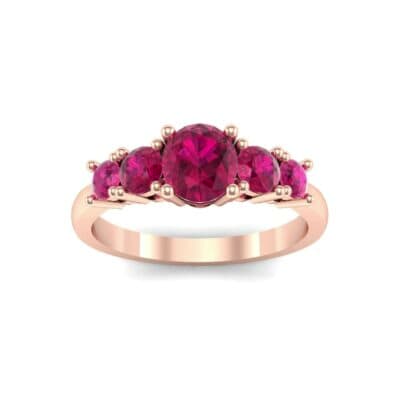 Oval and Round Five-Stone Ruby Engagement Ring (1.32 CTW) Top Dynamic View