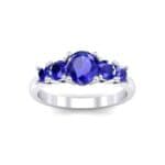 Oval and Round Five-Stone Blue Sapphire Engagement Ring (1.32 CTW) Top Dynamic View