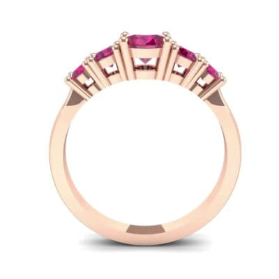 Oval and Round Five-Stone Ruby Engagement Ring (1.32 CTW) Side View