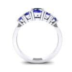 Oval and Round Five-Stone Blue Sapphire Engagement Ring (1.32 CTW) Side View