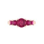 Oval and Round Five-Stone Ruby Engagement Ring (1.32 CTW) Top Flat View