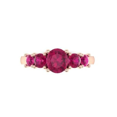 Oval and Round Five-Stone Ruby Engagement Ring (1.32 CTW) Top Flat View