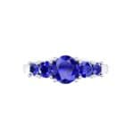 Oval and Round Five-Stone Blue Sapphire Engagement Ring (1.32 CTW) Top Flat View