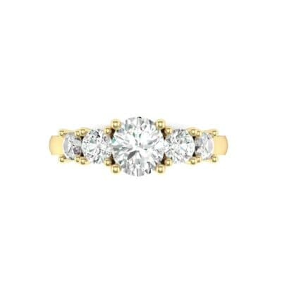 Oval and Round Five-Stone Diamond Engagement Ring (1.32 CTW) Top Flat View