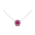 Round Bezel Style Halo Ruby Pendant (1.25 CTW) Perspective View