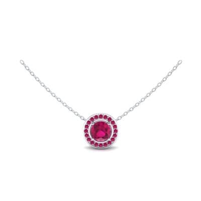 Round Bezel Style Halo Ruby Pendant (1.25 CTW) Perspective View
