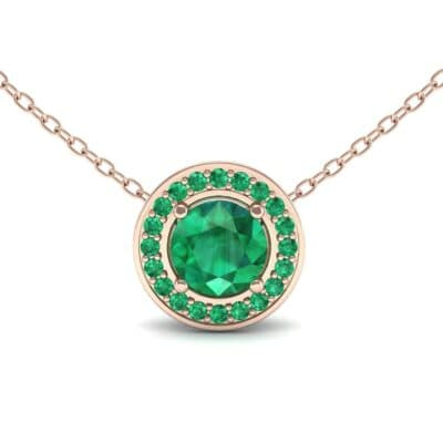 Round Bezel Style Halo Emerald Pendant (1.25 CTW) Top Dynamic View