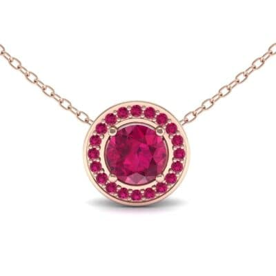 Round Bezel Style Halo Ruby Pendant (1.25 CTW) Top Dynamic View