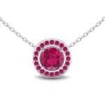 Round Bezel Style Halo Ruby Pendant (1.25 CTW) Top Dynamic View