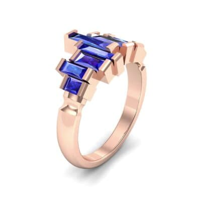 Staggered Bar-Set Blue Sapphire Ring (1.68 CTW) Perspective View