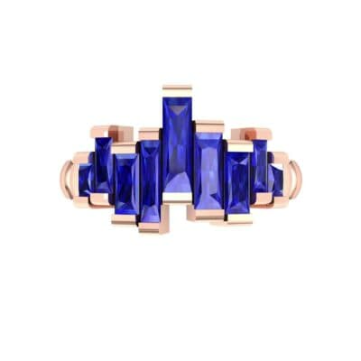 Staggered Bar-Set Blue Sapphire Ring (1.68 CTW) Top Flat View