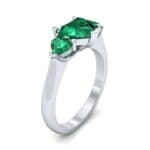 Heart Three-Stone Trellis Emerald Engagement Ring (1.72 CTW) Perspective View