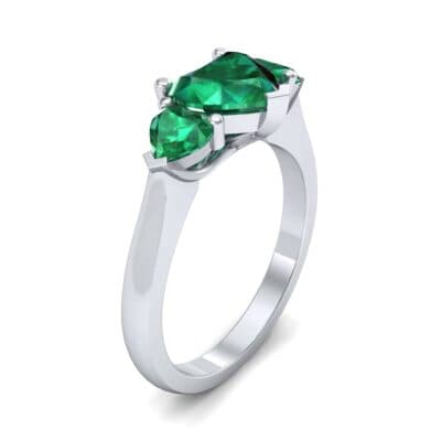 Heart Three-Stone Trellis Emerald Engagement Ring (1.72 CTW) Perspective View