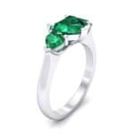 Heart Three-Stone Trellis Emerald Engagement Ring (1.72 CTW) Perspective View