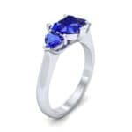 Heart Three-Stone Trellis Blue Sapphire Engagement Ring (1.72 CTW) Perspective View