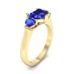 Heart Three-Stone Trellis Blue Sapphire Engagement Ring (1.72 CTW) Perspective View