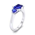 Heart Three-Stone Trellis Blue Sapphire Engagement Ring (1.72 CTW) Perspective View