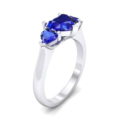 Heart Three-Stone Trellis Blue Sapphire Engagement Ring (1.72 CTW) Perspective View
