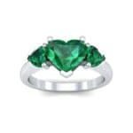 Heart Three-Stone Trellis Emerald Engagement Ring (1.72 CTW) Top Dynamic View