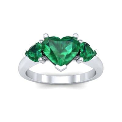 Heart Three-Stone Trellis Emerald Engagement Ring (1.72 CTW) Top Dynamic View