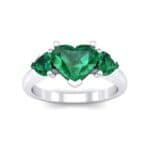 Heart Three-Stone Trellis Emerald Engagement Ring (1.72 CTW) Top Dynamic View