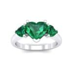 Heart Three-Stone Trellis Emerald Engagement Ring (1.72 CTW) Top Dynamic View