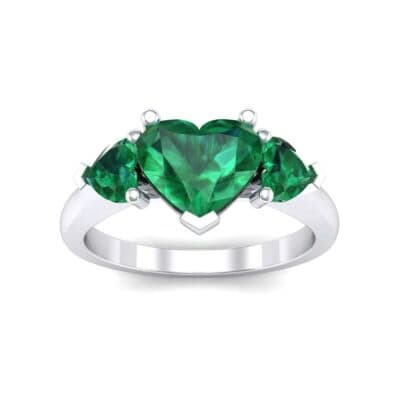 Heart Three-Stone Trellis Emerald Engagement Ring (1.72 CTW) Top Dynamic View