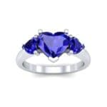 Heart Three-Stone Trellis Blue Sapphire Engagement Ring (1.72 CTW) Top Dynamic View