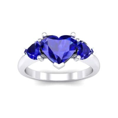 Heart Three-Stone Trellis Blue Sapphire Engagement Ring (1.72 CTW) Top Dynamic View
