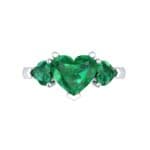 Heart Three-Stone Trellis Emerald Engagement Ring (1.72 CTW) Top Flat View
