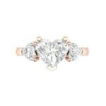 Heart Three-Stone Trellis Diamond Engagement Ring (1.72 CTW) Top Flat View