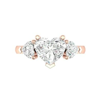 Heart Three-Stone Trellis Diamond Engagement Ring (1.72 CTW) Top Flat View