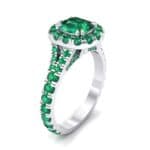 Bridge Initial Cushion-Cut Halo Emerald Engagement Ring (1.88 CTW) Perspective View