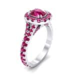 Bridge Initial Cushion-Cut Halo Ruby Engagement Ring (1.88 CTW) Perspective View