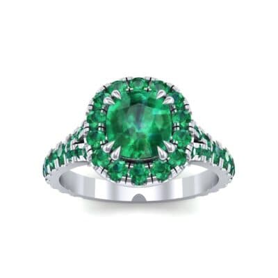 Bridge Initial Cushion-Cut Halo Emerald Engagement Ring (1.88 CTW) Top Dynamic View