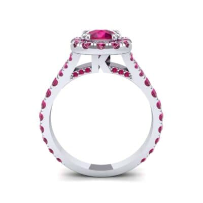 Bridge Initial Cushion-Cut Halo Ruby Engagement Ring (1.88 CTW) Side View