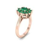 Lotus Oval Cluster Halo Emerald Ring (1.36 CTW) Perspective View