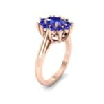 Lotus Oval Cluster Halo Blue Sapphire Ring (1.36 CTW) Perspective View
