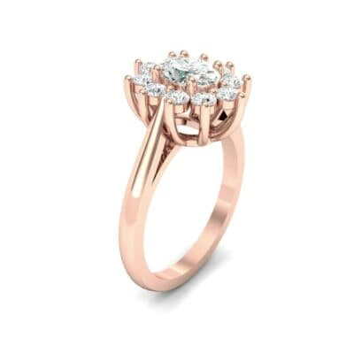 Lotus Oval Cluster Halo Diamond Ring (1.36 CTW) Perspective View