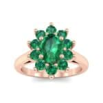 Lotus Oval Cluster Halo Emerald Ring (1.36 CTW) Top Dynamic View