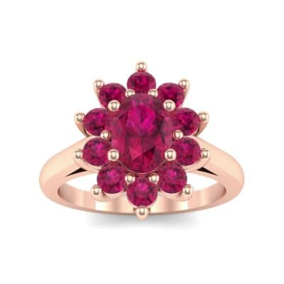 Lotus Oval Cluster Halo Ruby Ring (1.36 CTW) Top Dynamic View