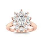 Lotus Oval Cluster Halo Diamond Ring (1.36 CTW) Top Dynamic View