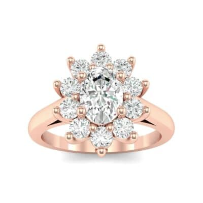 Lotus Oval Cluster Halo Diamond Ring (1.36 CTW) Top Dynamic View
